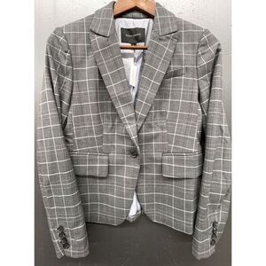 Banana Republic Blazer Women 2 Gray Glen Plaid Lined Jacket NEW